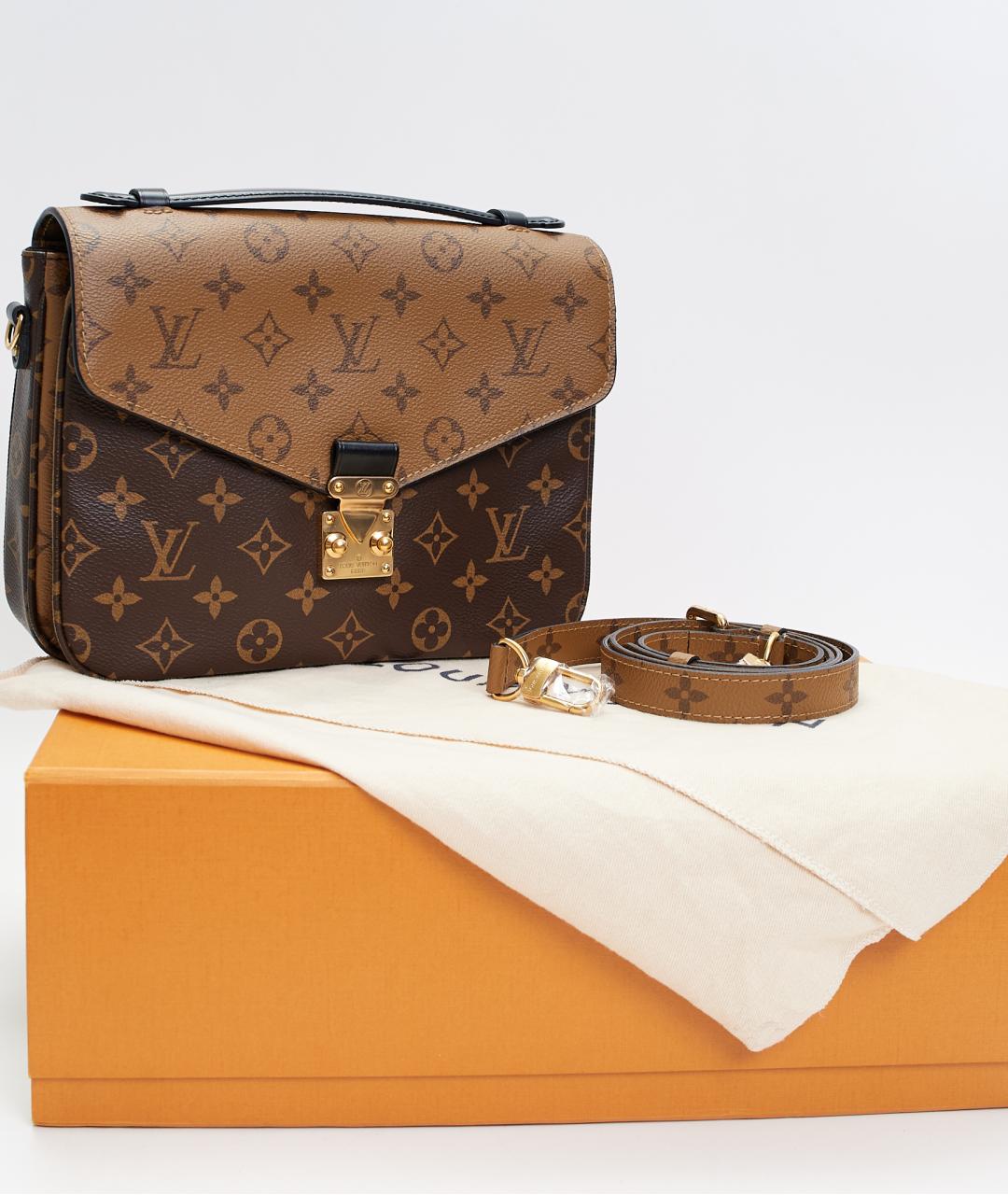 LOUIS VUITTON Коричневая кожаная сумка через плечо, фото 6