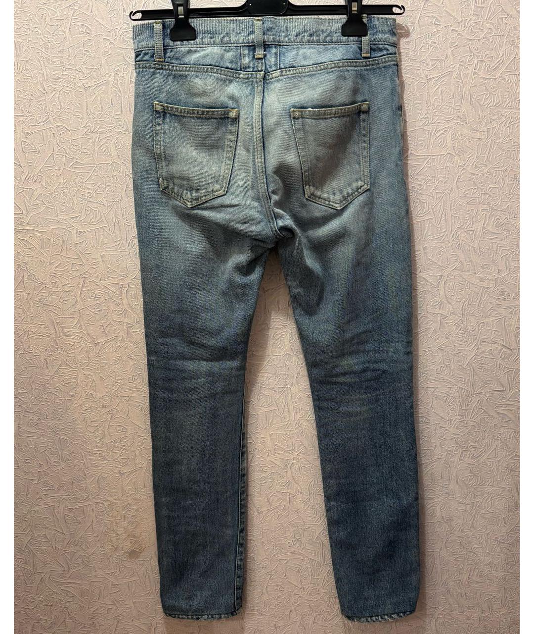 SAINT LAURENT Голубые хлопковые джинсы скинни, фото 2