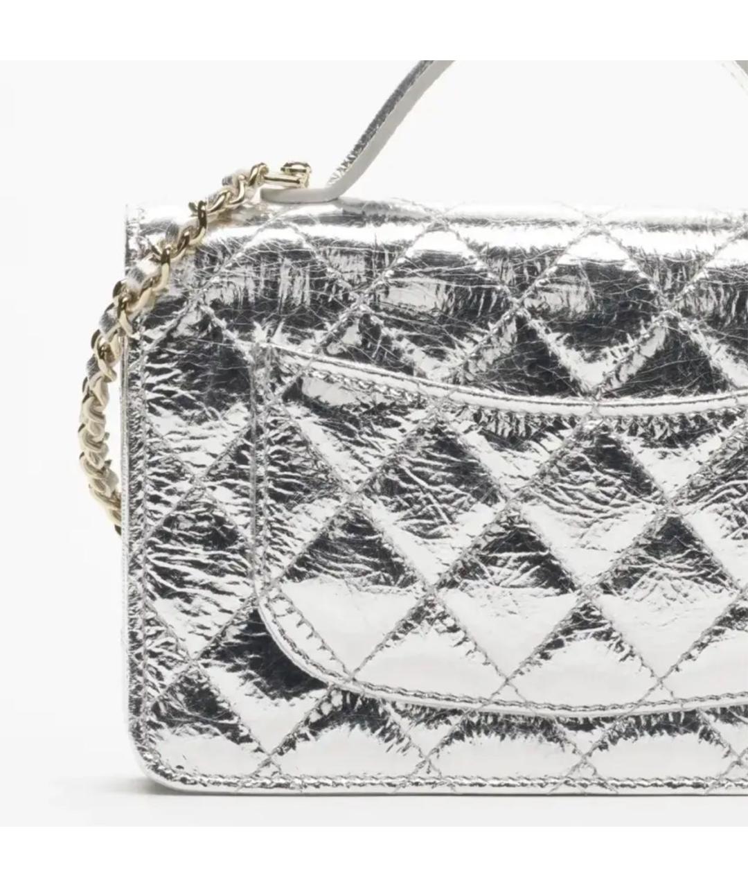 CHANEL Серебряная кожаная сумка через плечо, фото 4