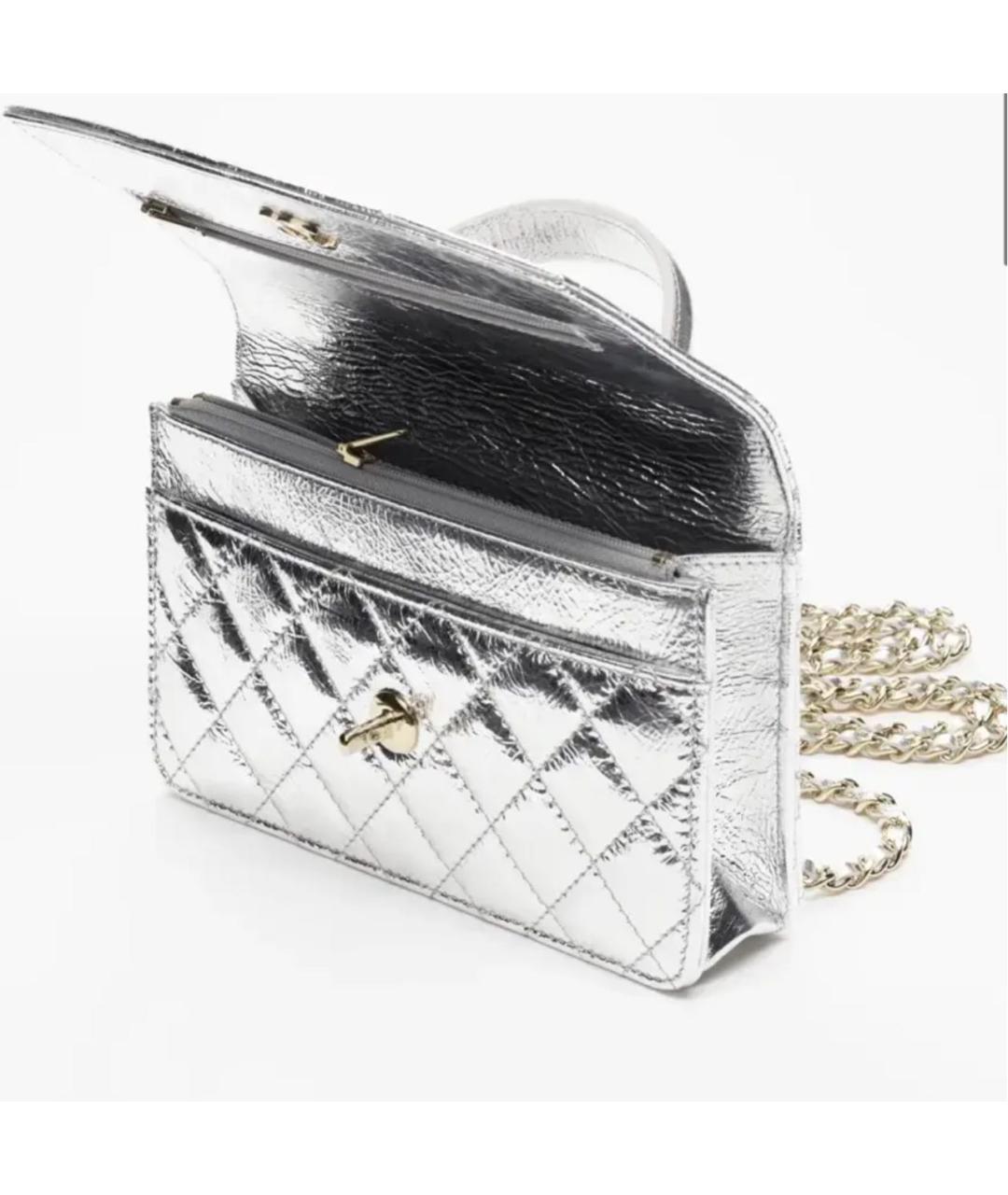 CHANEL Серебряная кожаная сумка через плечо, фото 3