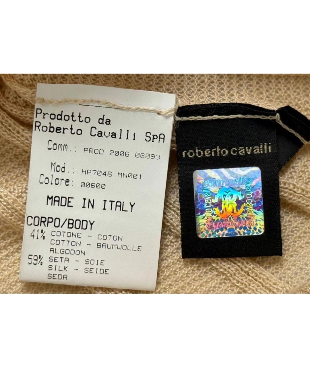ROBERTO CAVALLI Бежевая шелковая блузы, фото 3