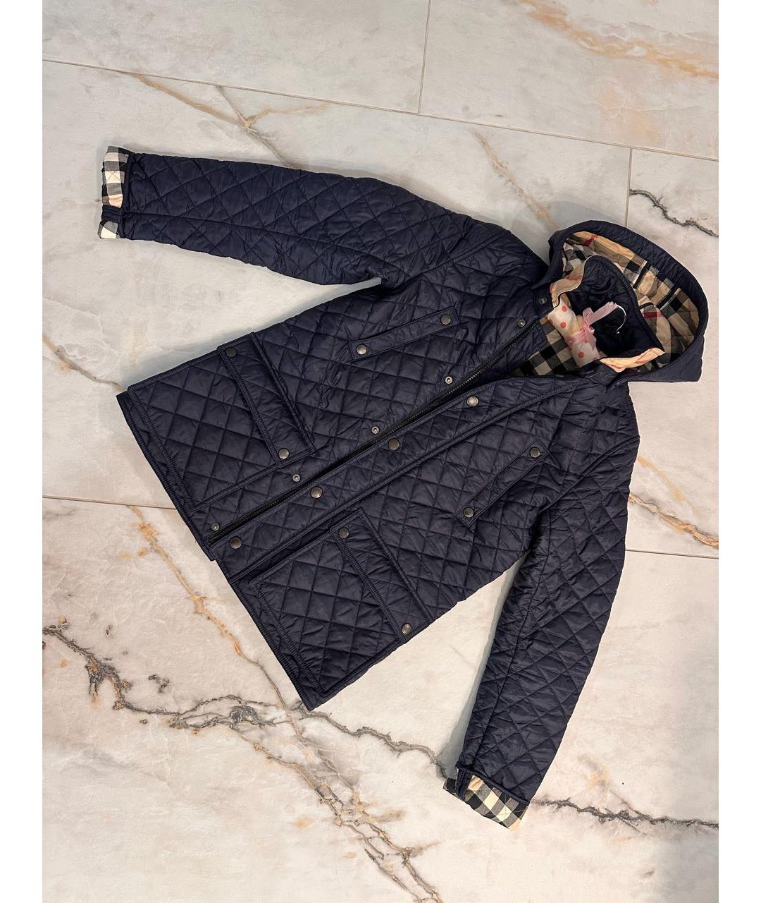 BURBERRY Темно-синяя полиэстеровая куртка, фото 8