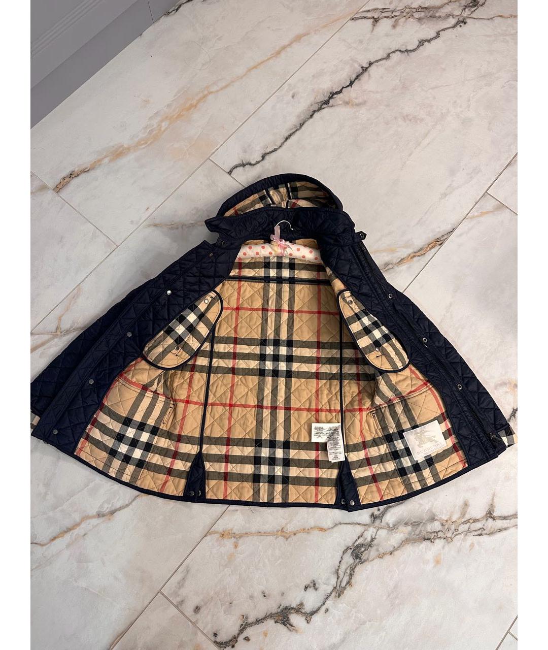 BURBERRY Темно-синяя полиэстеровая куртка, фото 3