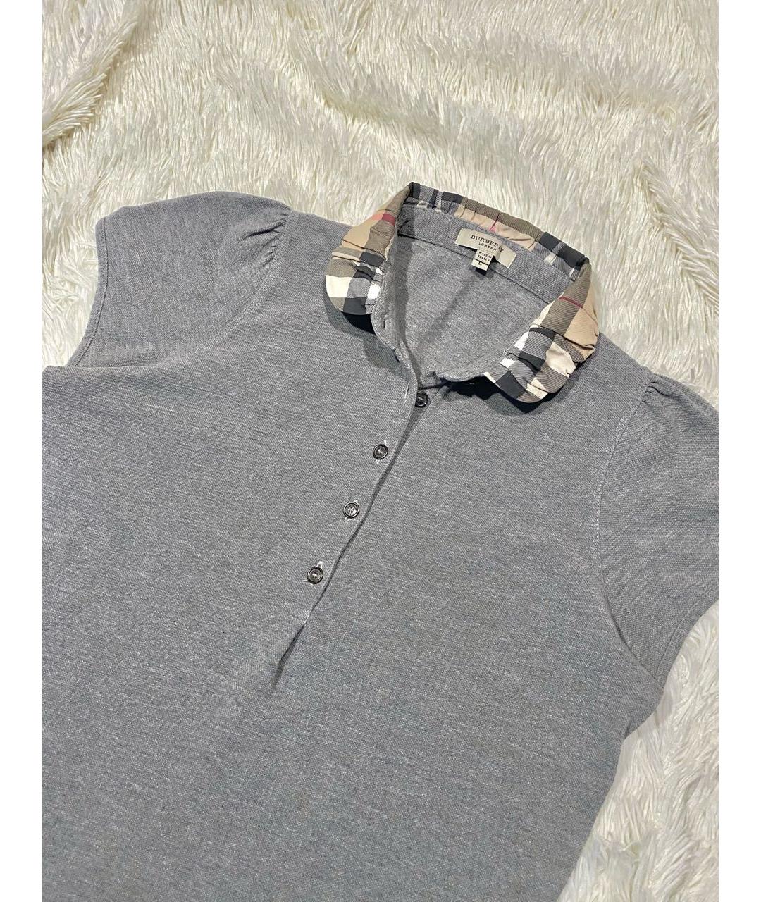 BURBERRY Серая хлопковая футболка, фото 3