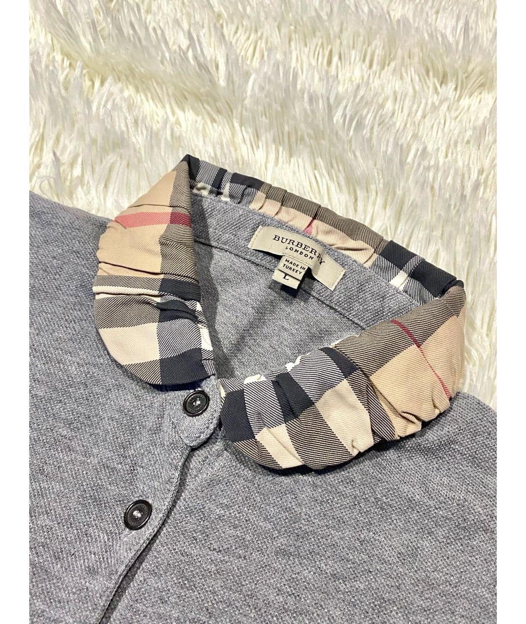 BURBERRY Серая хлопковая футболка, фото 4