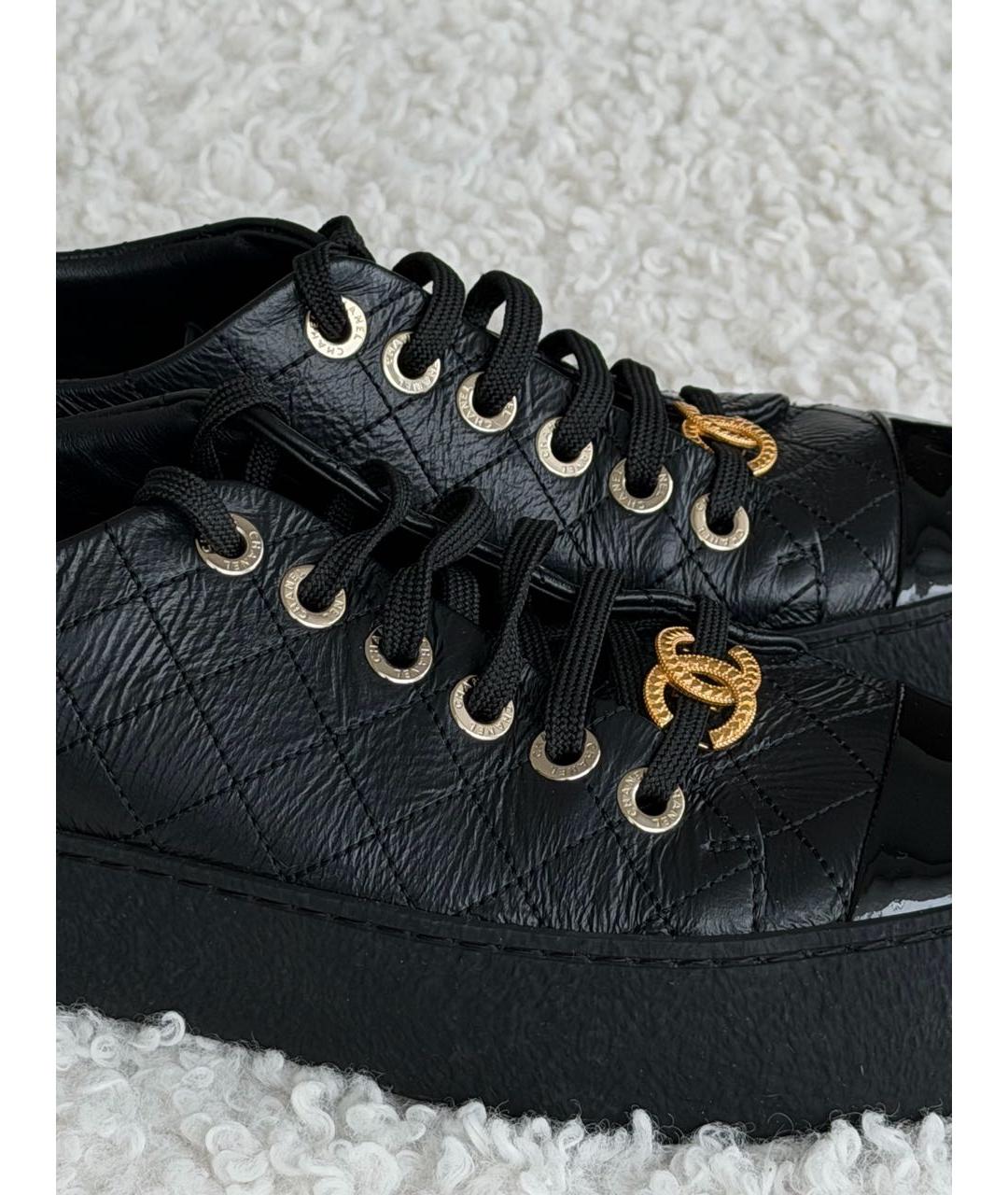 CHANEL Черные кожаные кеды, фото 4