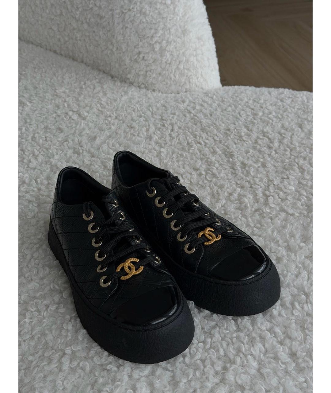 CHANEL Черные кожаные кеды, фото 2
