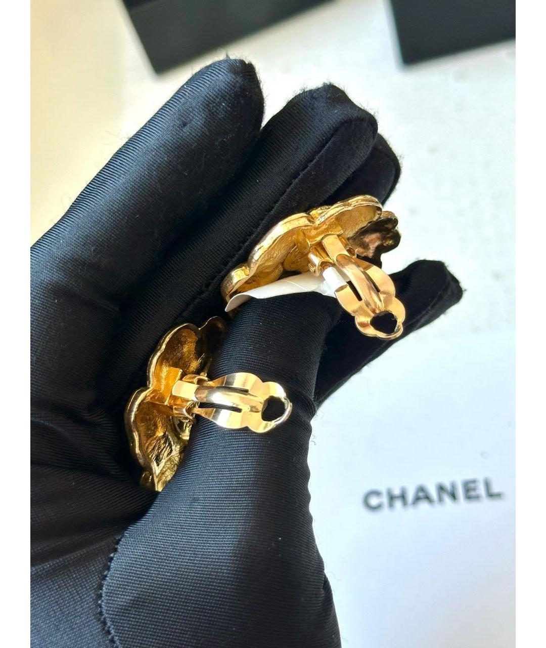 CHANEL Золотые металлические серьги, фото 5
