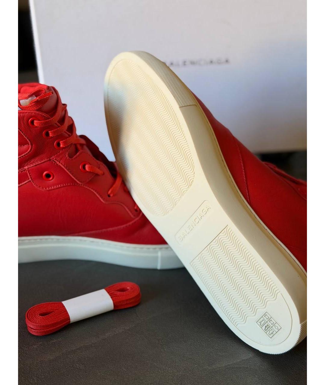 BALENCIAGA Красные кожаные высокие кроссовки / кеды, фото 3