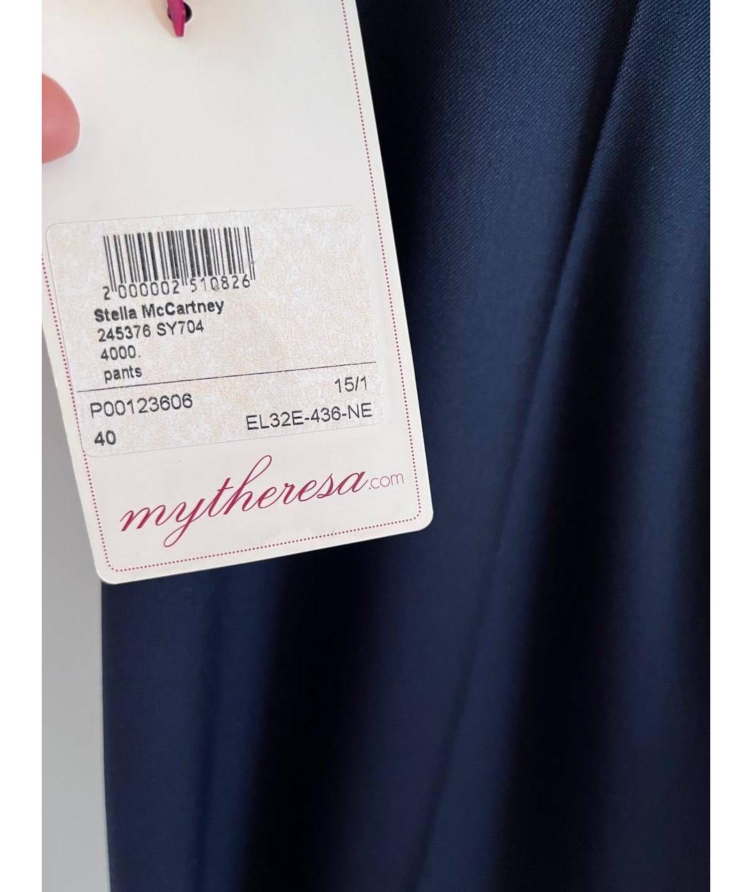 STELLA MCCARTNEY Темно-синие шерстяные прямые брюки, фото 5
