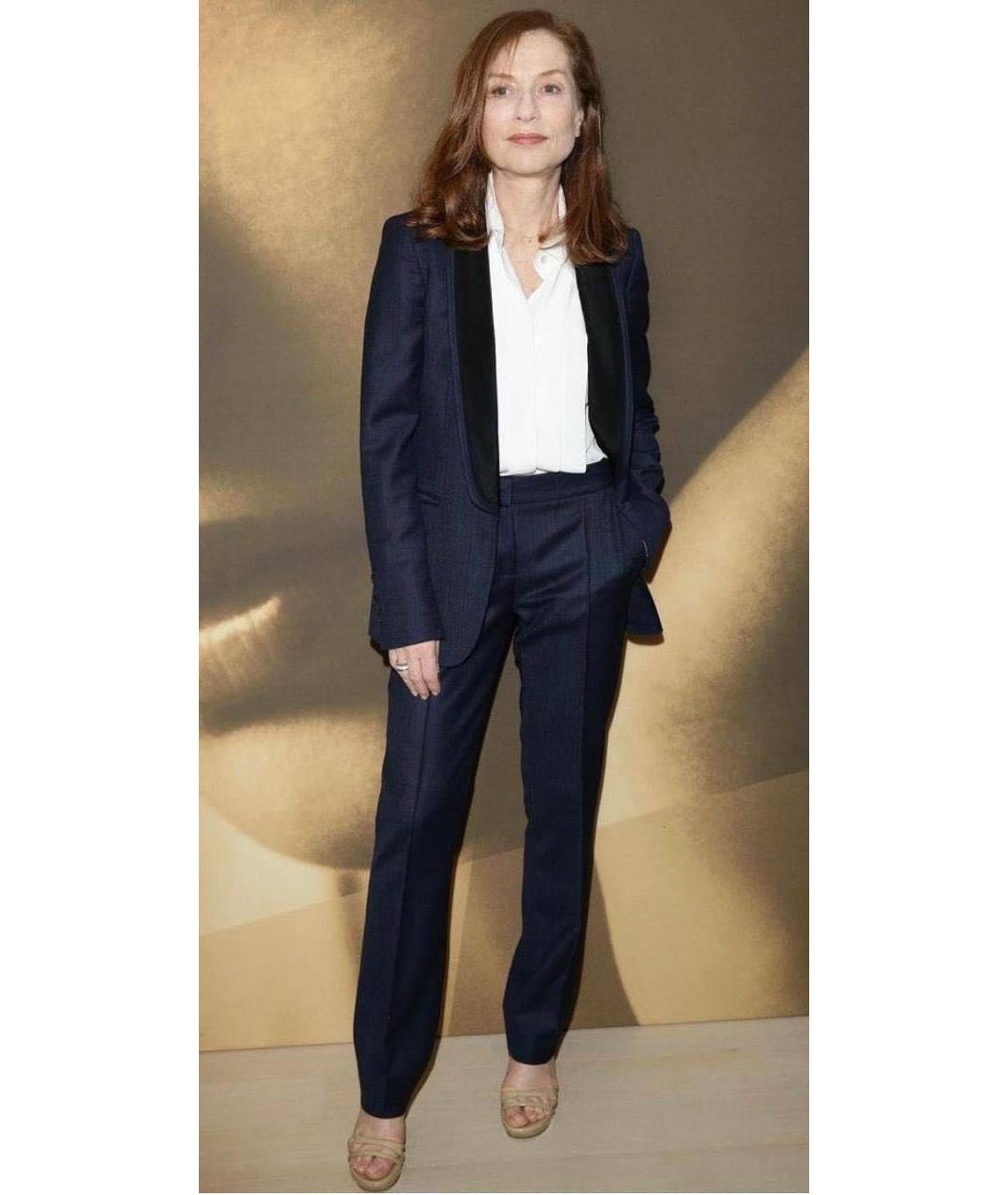 STELLA MCCARTNEY Темно-синие шерстяные прямые брюки, фото 4