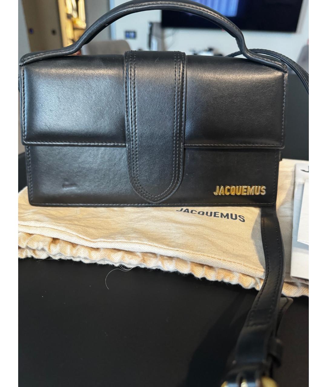 JACQUEMUS Черная кожаная сумка через плечо, фото 5