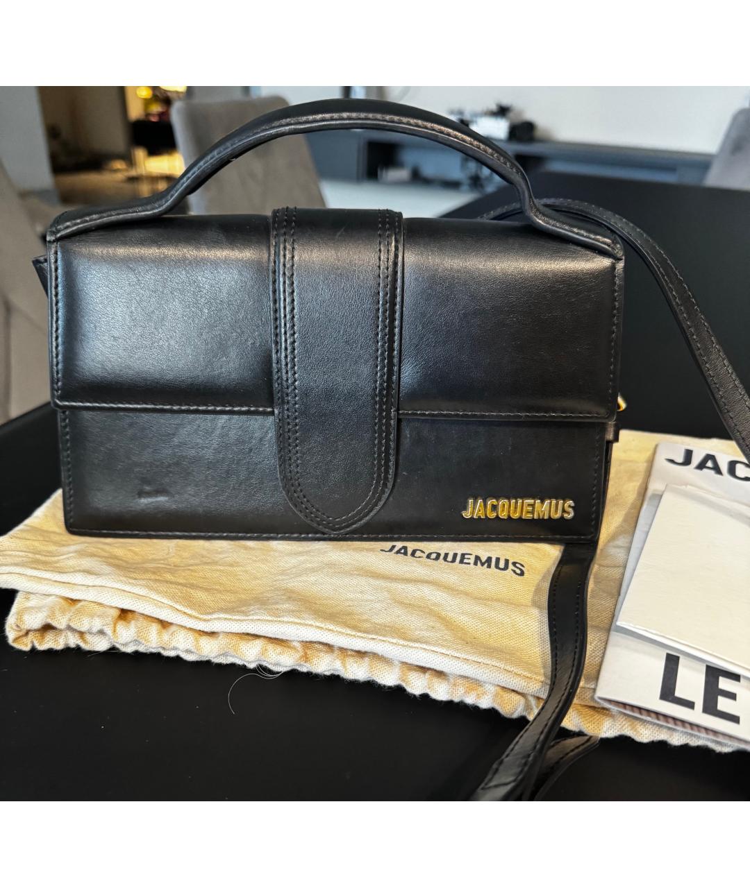 JACQUEMUS Черная кожаная сумка через плечо, фото 3