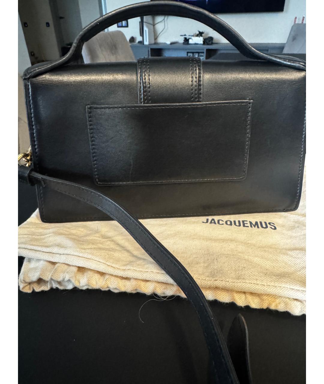 JACQUEMUS Черная кожаная сумка через плечо, фото 2