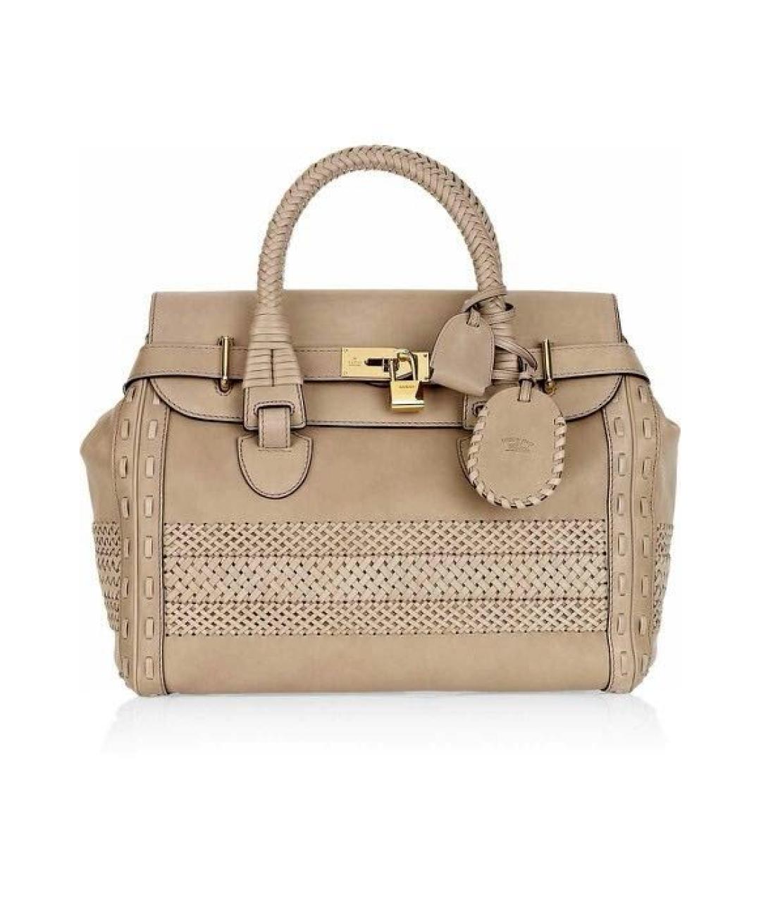 GUCCI Бежевая кожаная сумка с короткими ручками, фото 6