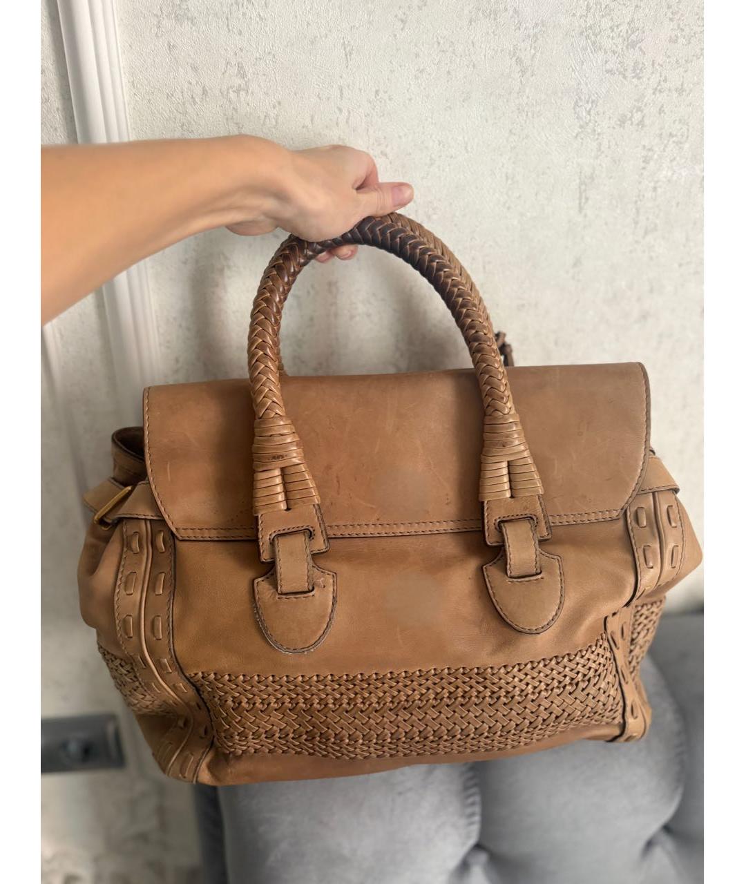GUCCI Бежевая кожаная сумка с короткими ручками, фото 3
