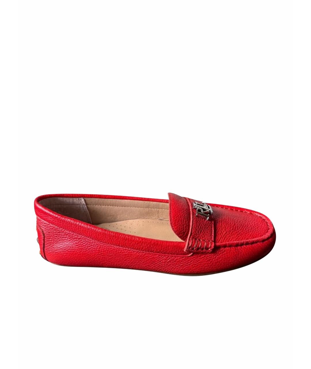 RALPH LAUREN Красные кожаные лоферы, фото 1