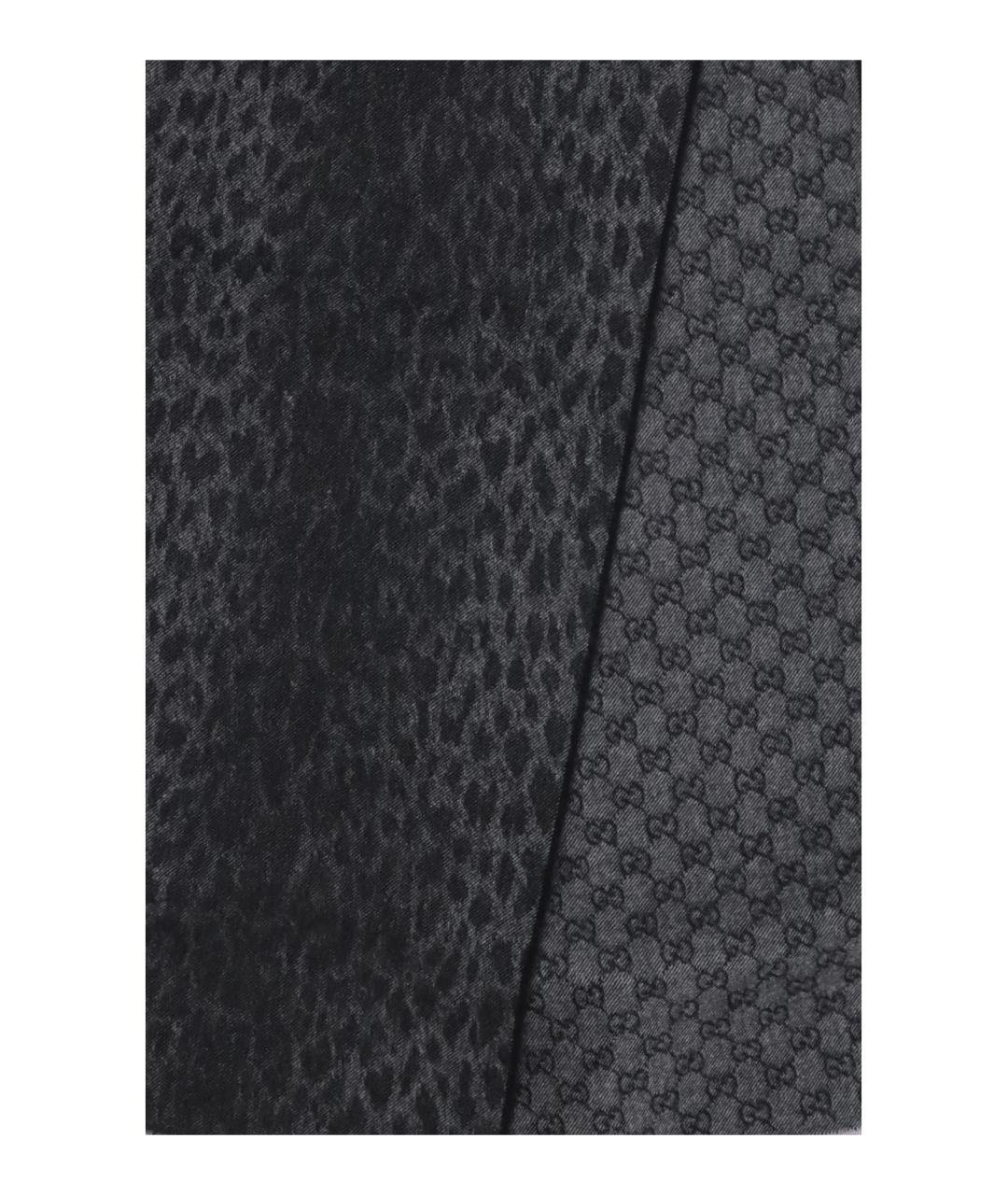 GUCCI Черный шерстяной шарф, фото 3