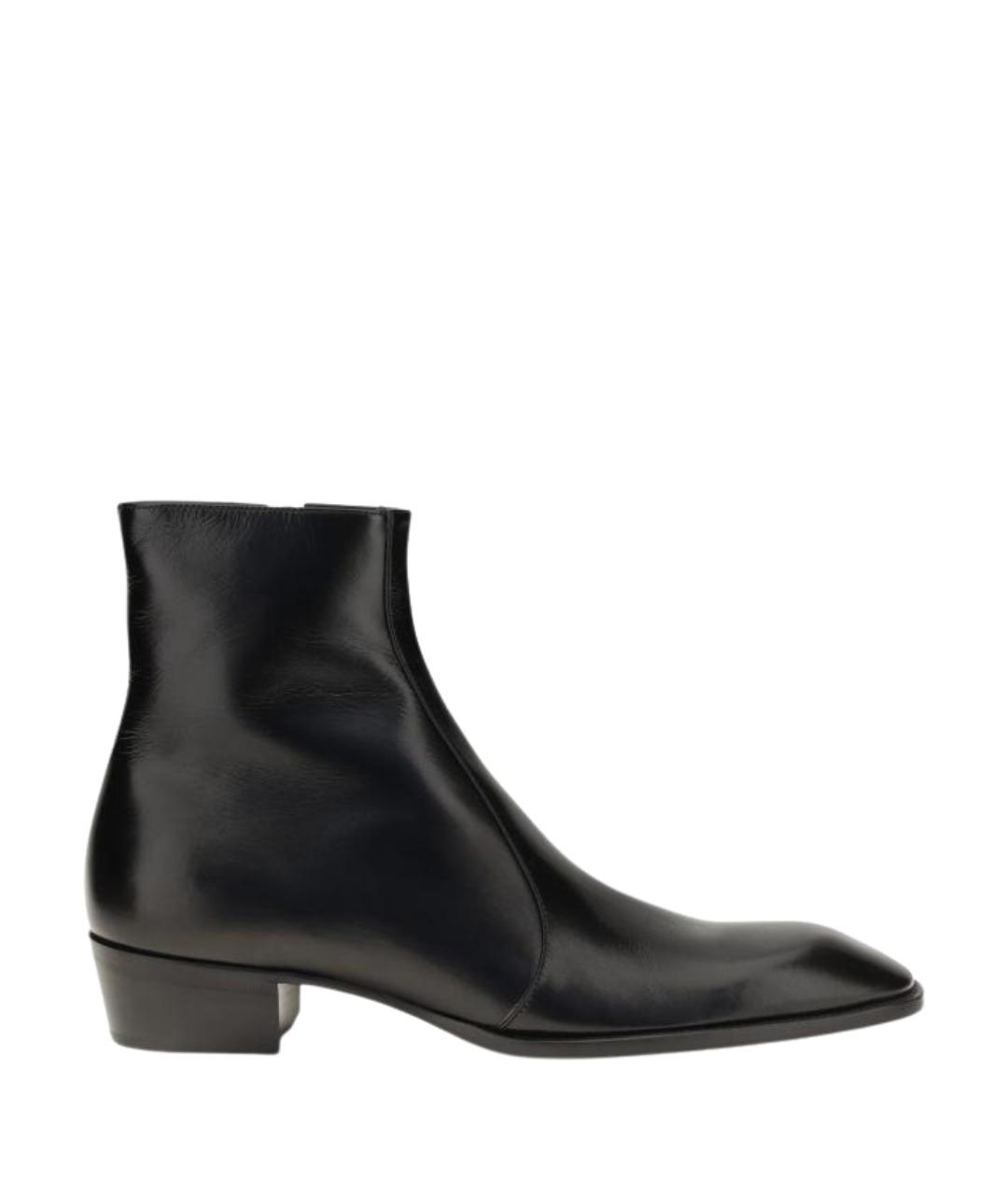 SAINT LAURENT Черные кожаные высокие ботинки, фото 1