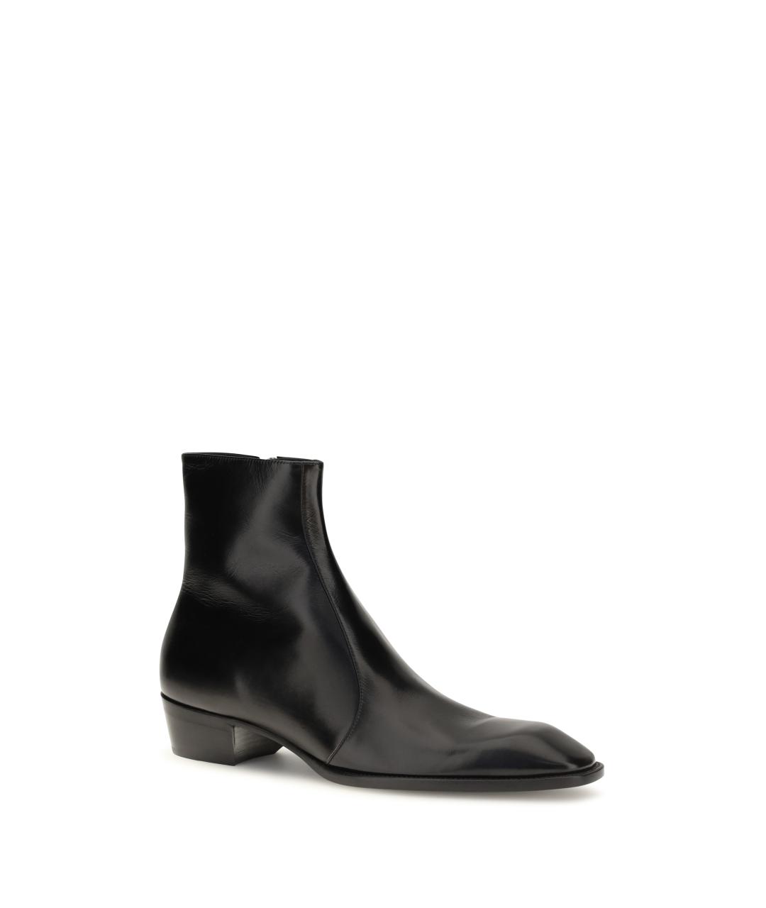 SAINT LAURENT Черные кожаные высокие ботинки, фото 2