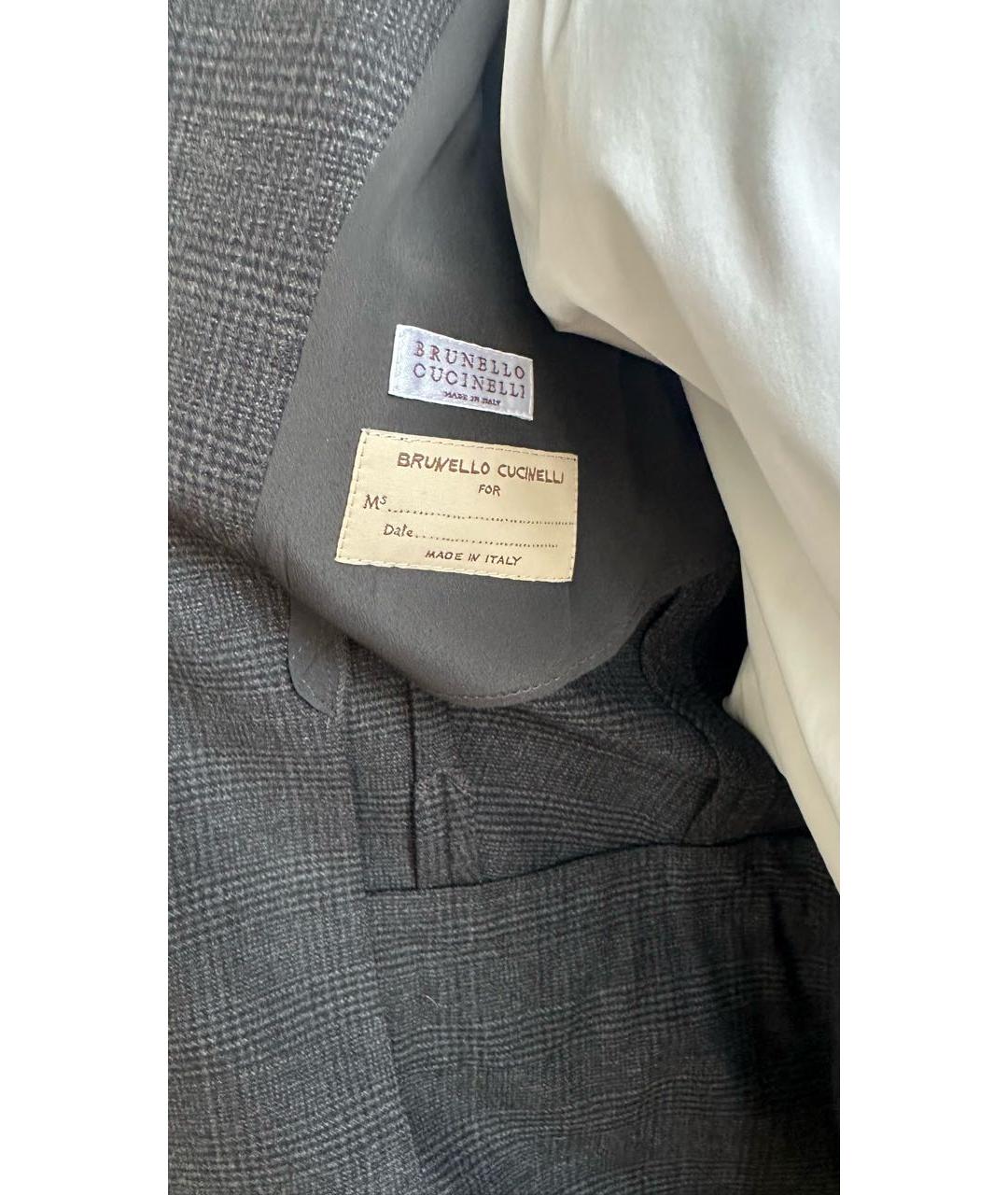 BRUNELLO CUCINELLI Антрацитовый шерстяной костюм с брюками, фото 3