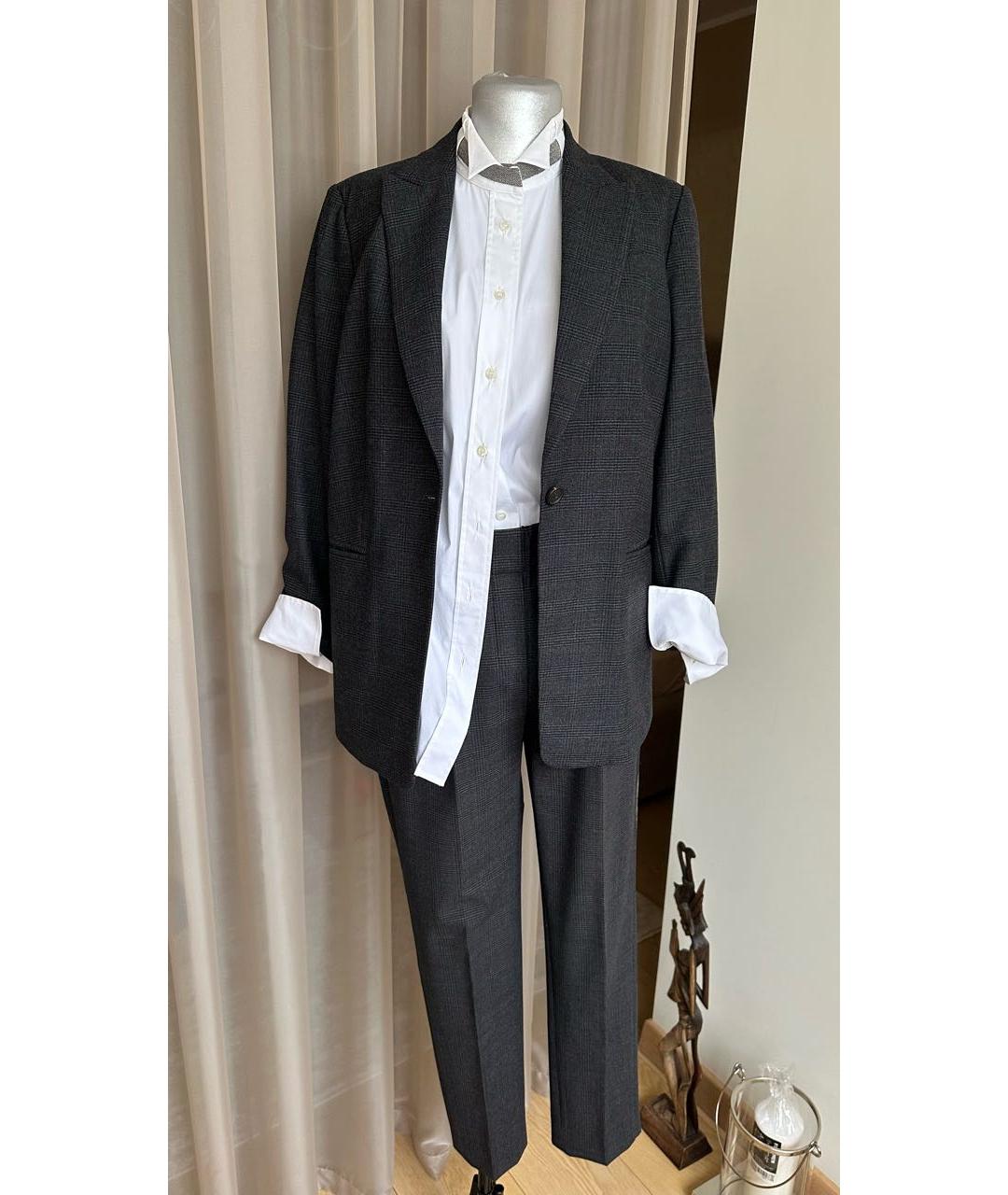 BRUNELLO CUCINELLI Антрацитовый шерстяной костюм с брюками, фото 6