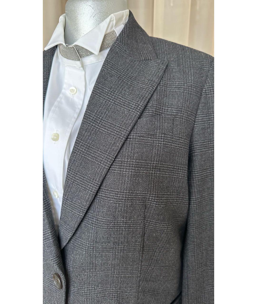 BRUNELLO CUCINELLI Антрацитовый шерстяной костюм с брюками, фото 4
