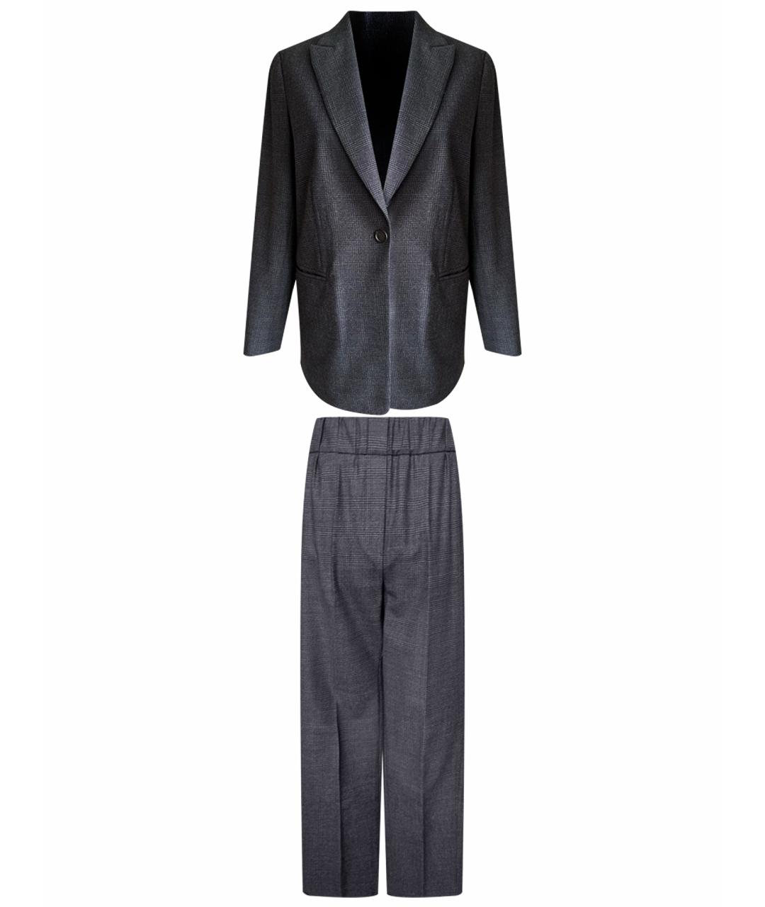 BRUNELLO CUCINELLI Антрацитовый шерстяной костюм с брюками, фото 1