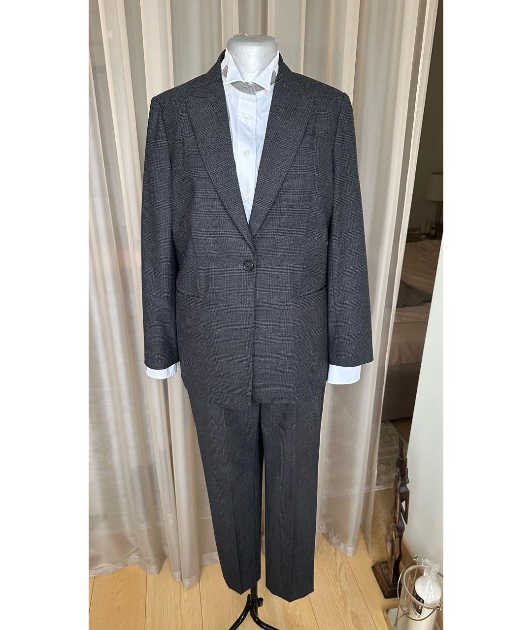 BRUNELLO CUCINELLI Антрацитовый шерстяной костюм с брюками, фото 5