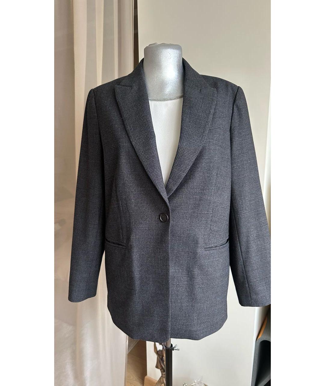 BRUNELLO CUCINELLI Антрацитовый шерстяной костюм с брюками, фото 9