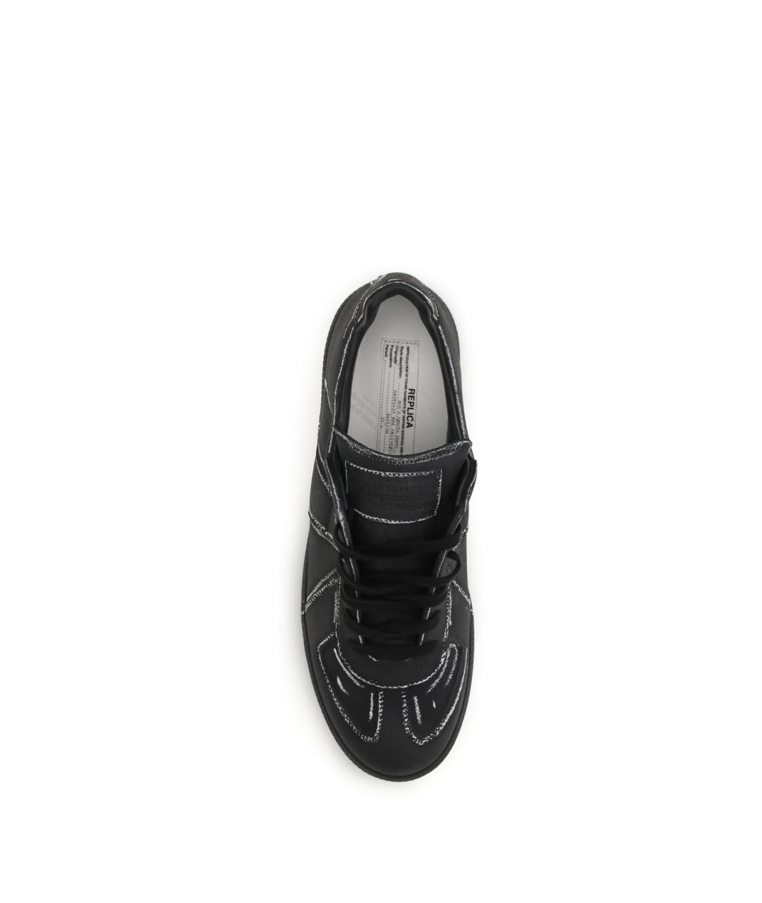 MAISON MARGIELA Черные кожаные низкие кроссовки / кеды, фото 4