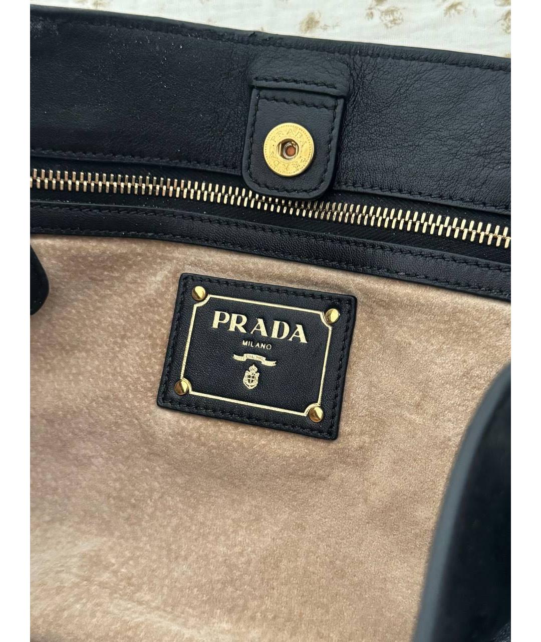 PRADA Черная кожаная сумка тоут, фото 6