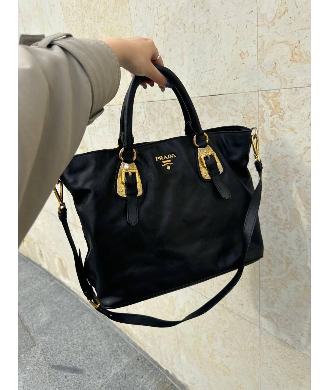 PRADA Черная кожаная сумка тоут, фото 3