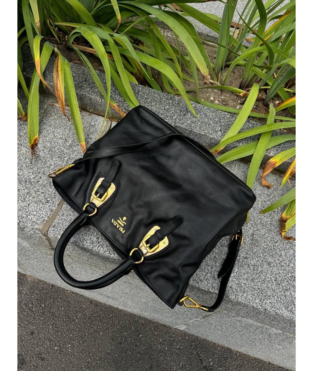 PRADA Черная кожаная сумка тоут, фото 5