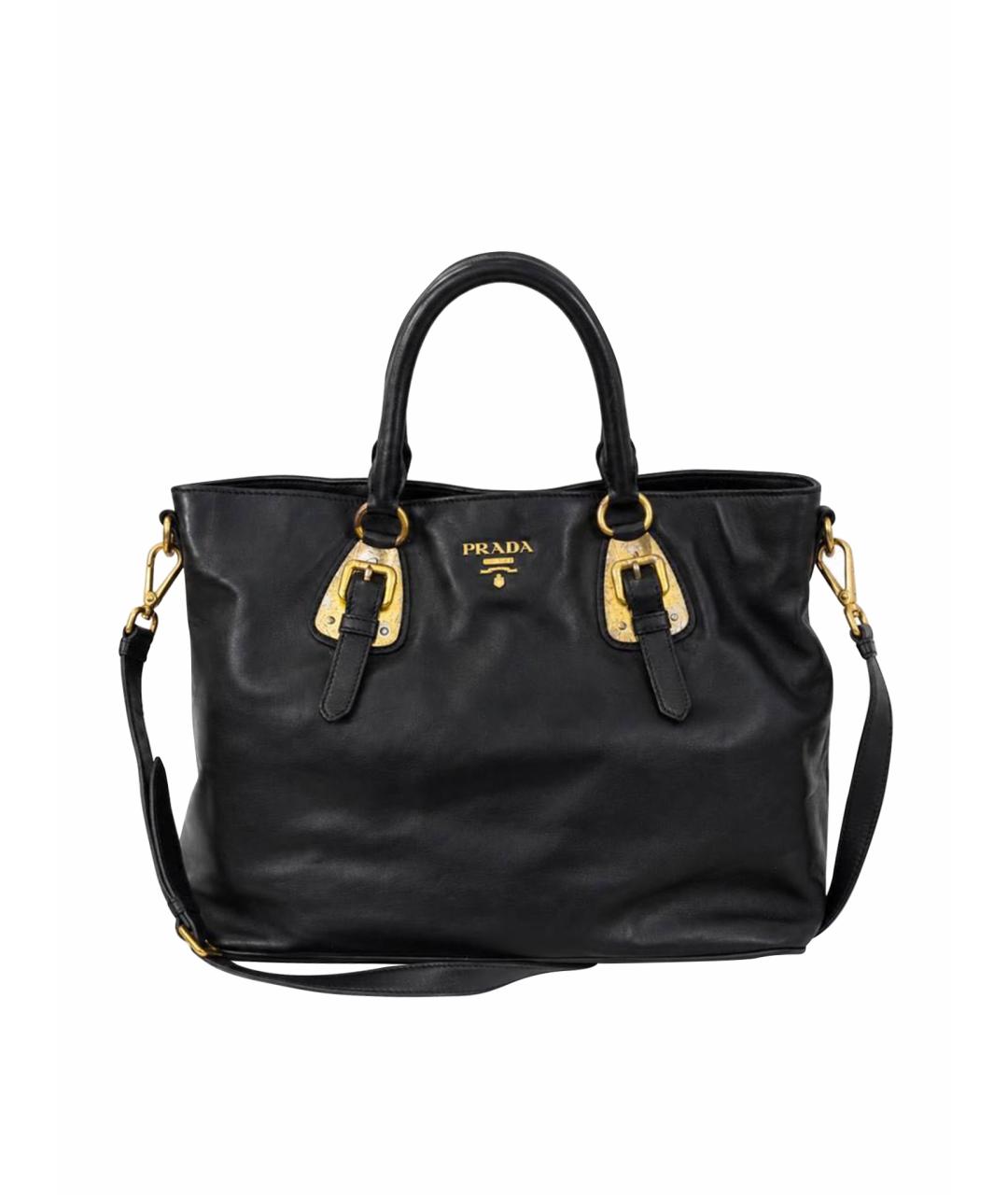 PRADA Черная кожаная сумка тоут, фото 1