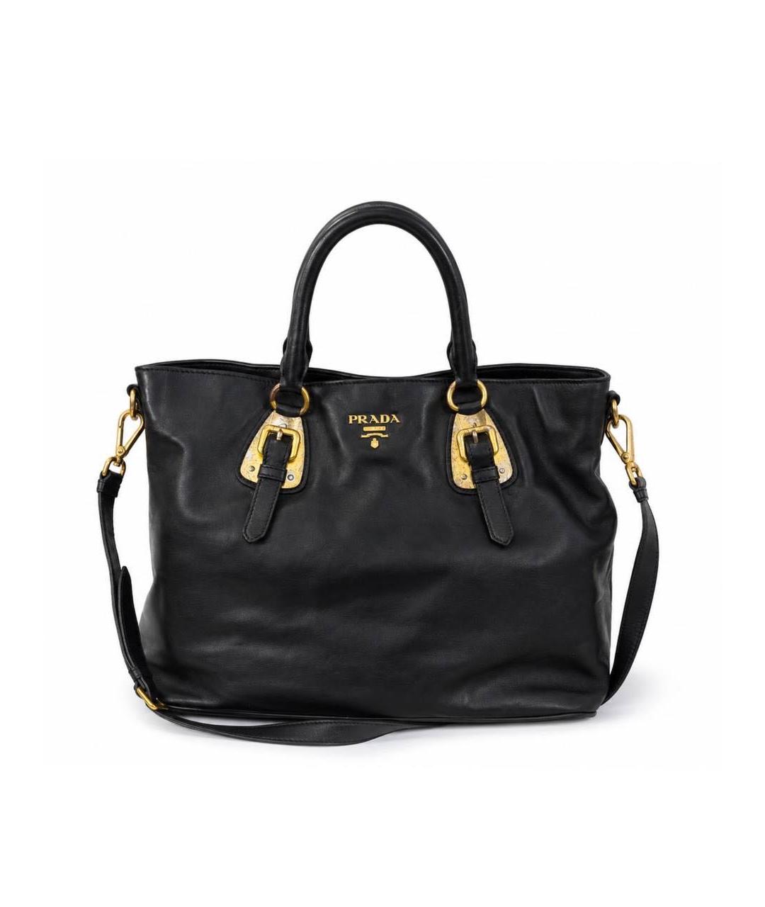PRADA Черная кожаная сумка тоут, фото 9