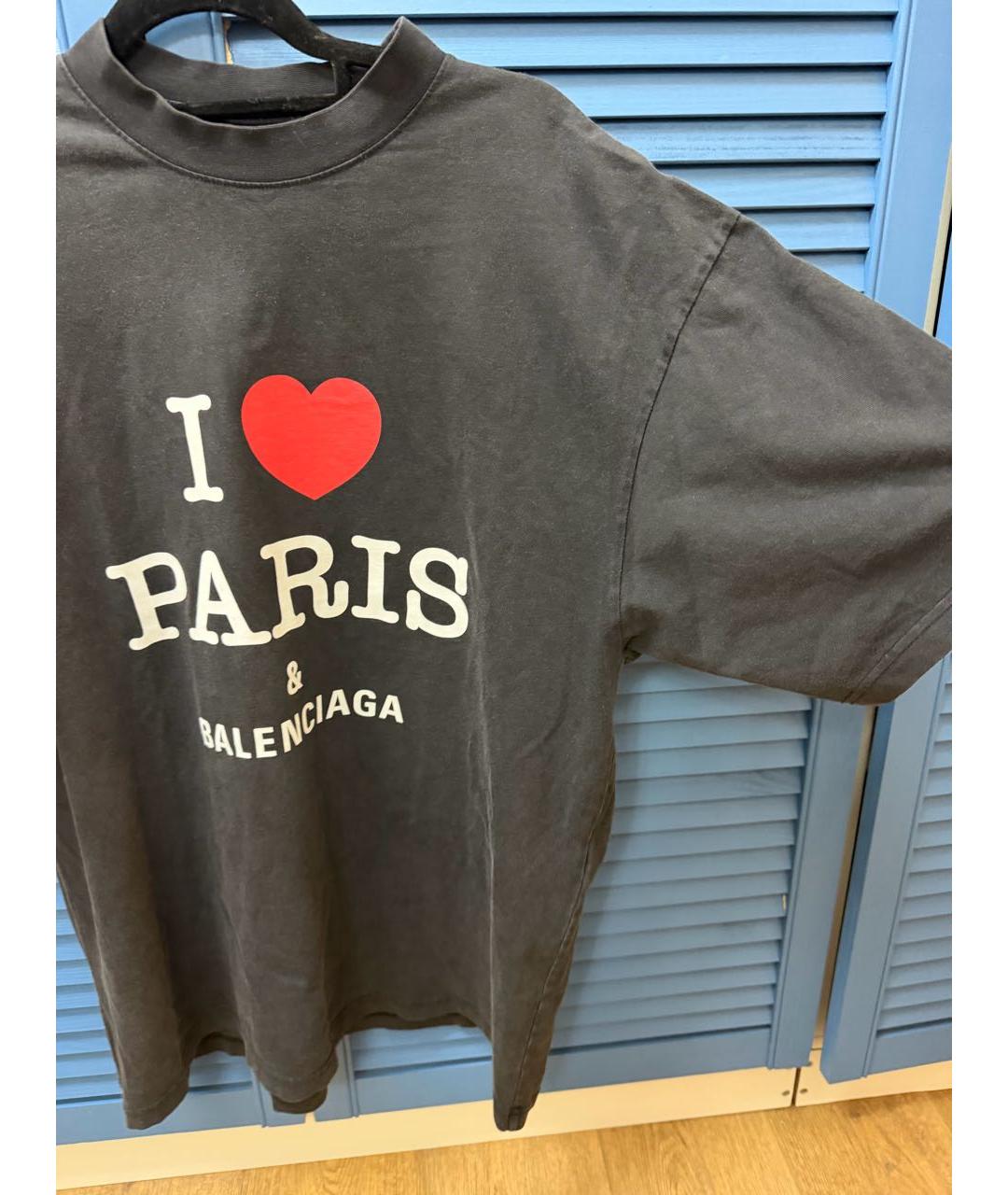 BALENCIAGA Черная хлопковая футболка, фото 2