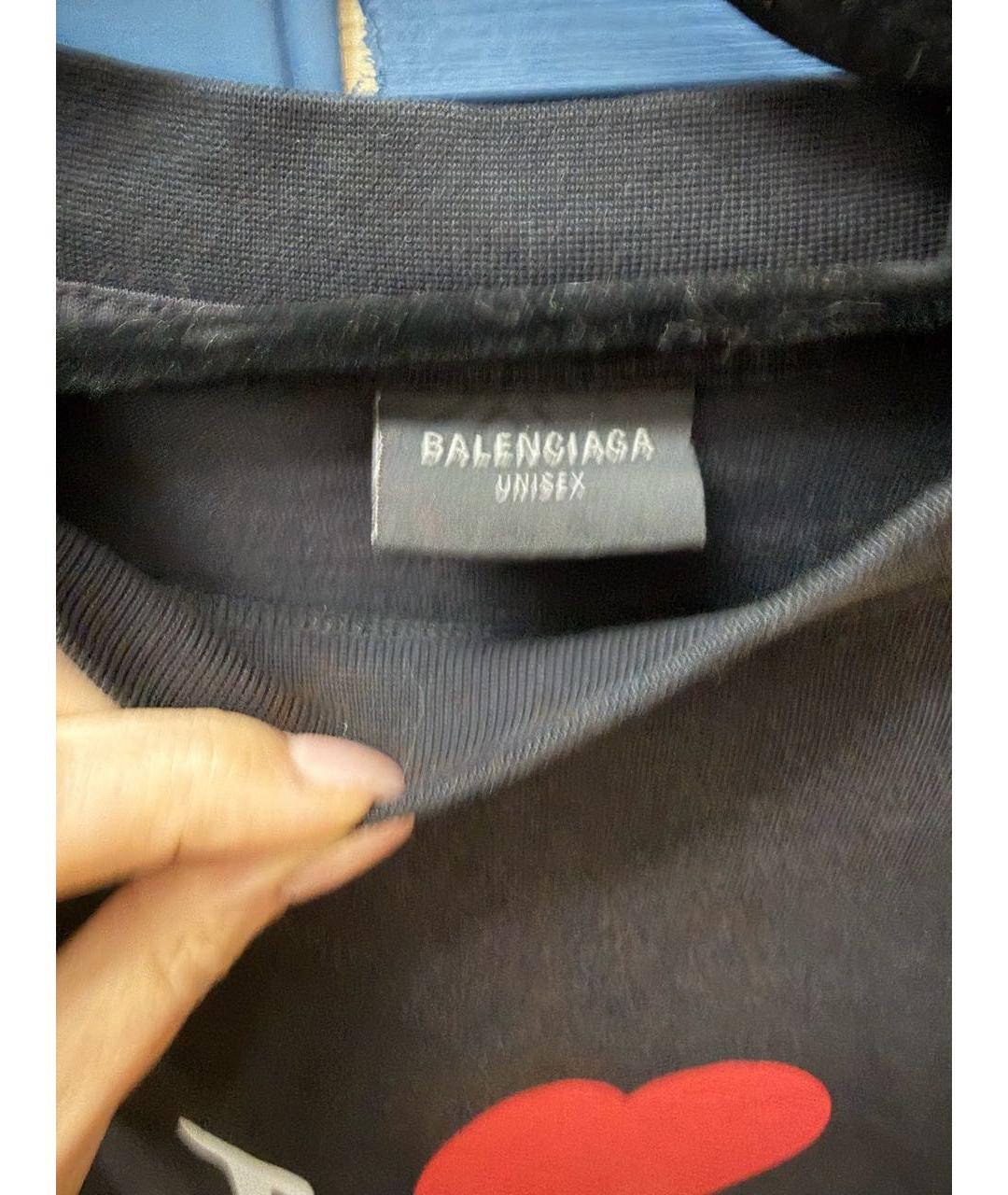BALENCIAGA Черная хлопковая футболка, фото 5