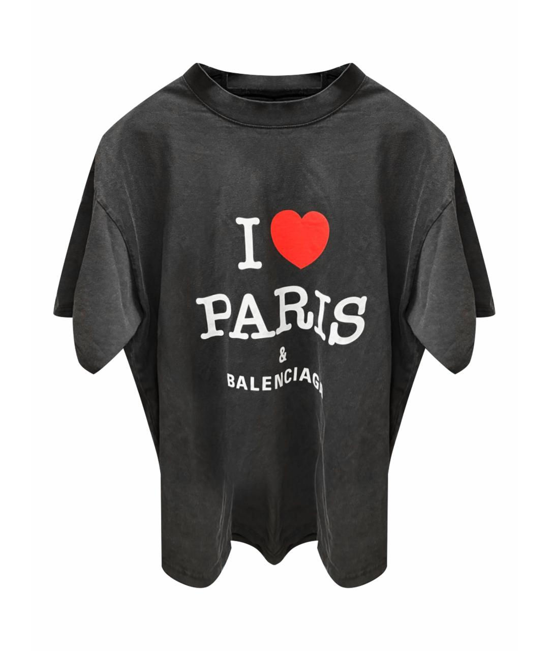 BALENCIAGA Черная хлопковая футболка, фото 1