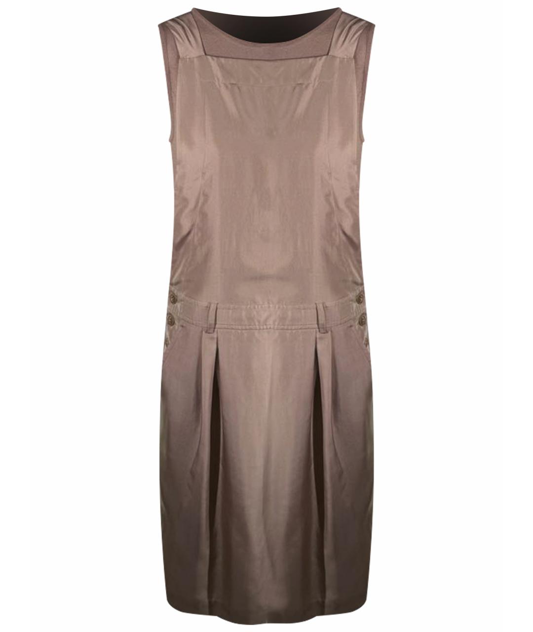 MAX MARA Бежевое шелковое повседневное платье, фото 1