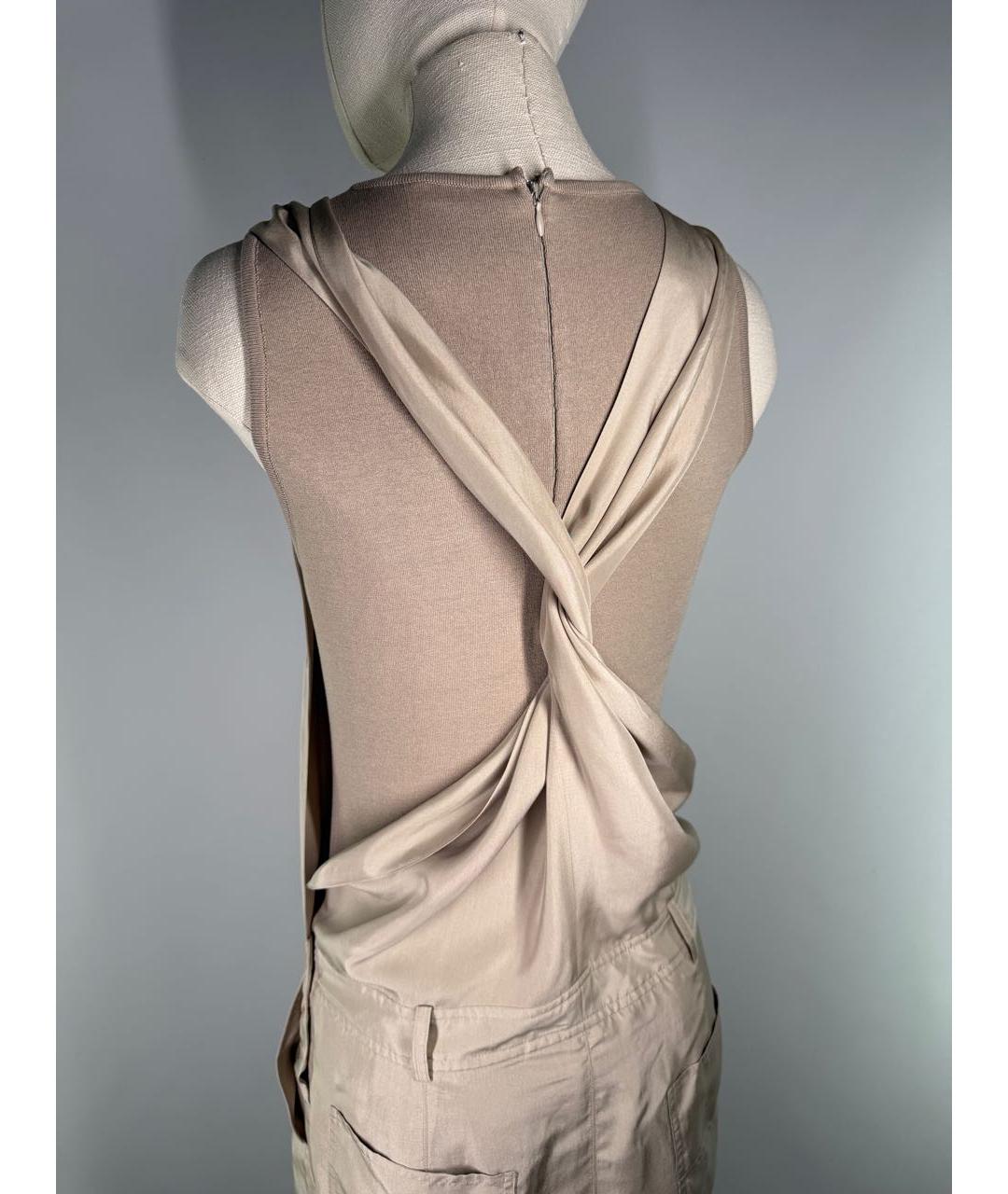 MAX MARA Бежевое шелковое повседневное платье, фото 3