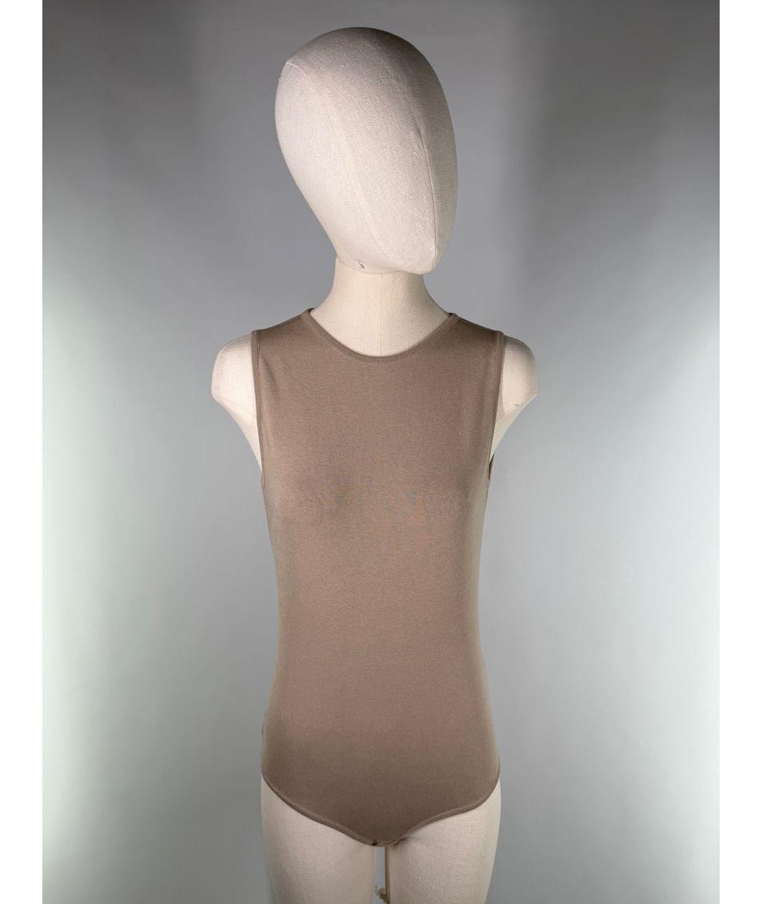 MAX MARA Бежевое шелковое повседневное платье, фото 5