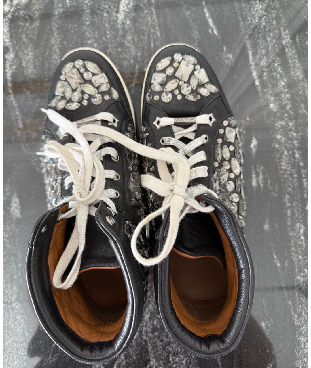 JIMMY CHOO Черные кожаные кеды, фото 3