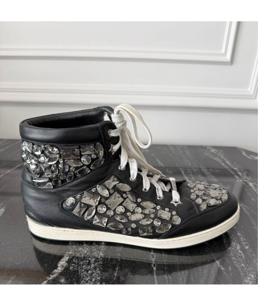 JIMMY CHOO Черные кожаные кеды, фото 9