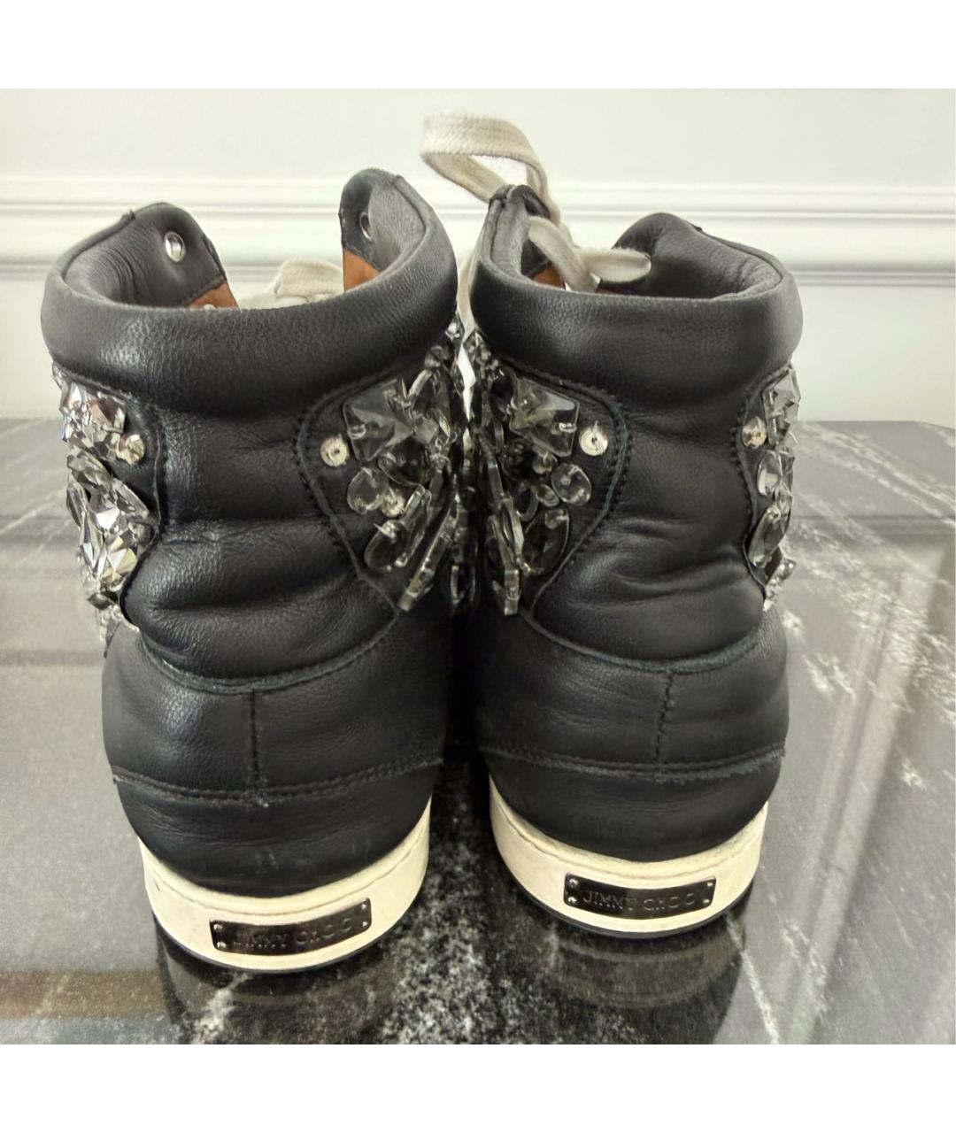 JIMMY CHOO Черные кожаные кеды, фото 4