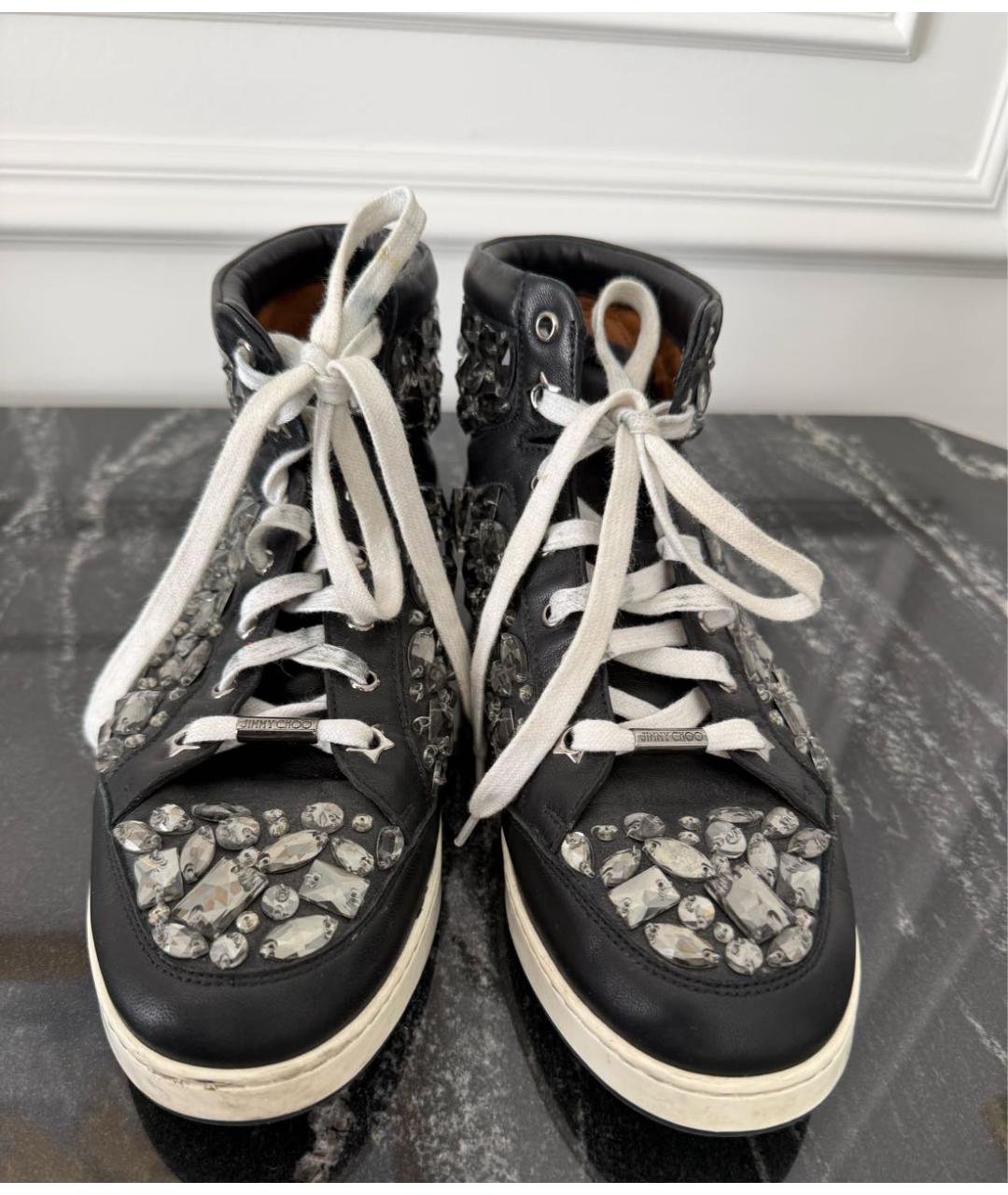 JIMMY CHOO Черные кожаные кеды, фото 2