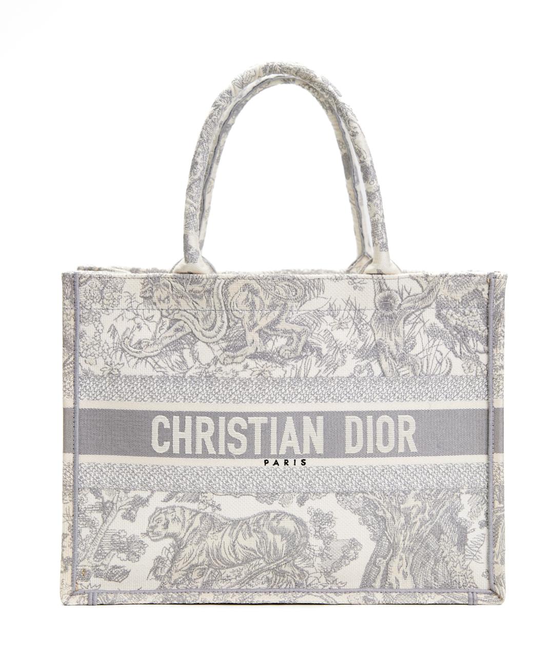 CHRISTIAN DIOR Серая хлопковая сумка тоут, фото 5