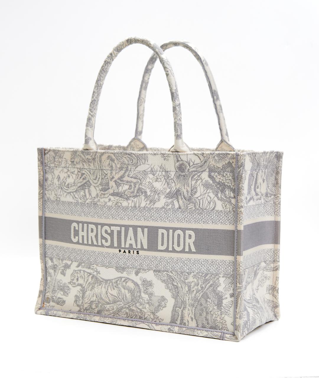 CHRISTIAN DIOR Серая хлопковая сумка тоут, фото 3