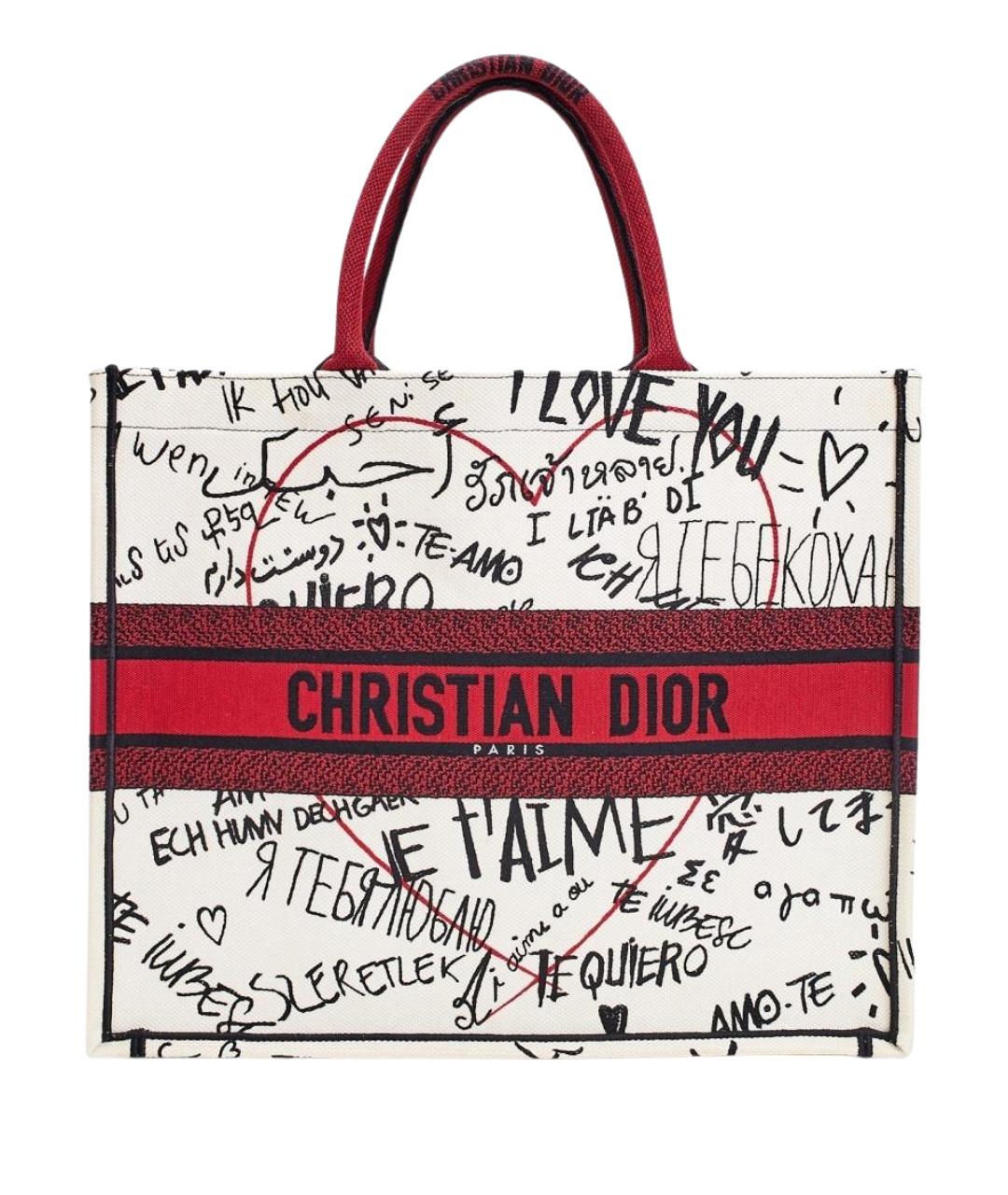 CHRISTIAN DIOR Белая тканевая сумка тоут, фото 1
