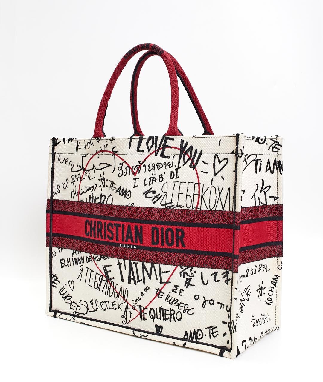 CHRISTIAN DIOR Белая тканевая сумка тоут, фото 2